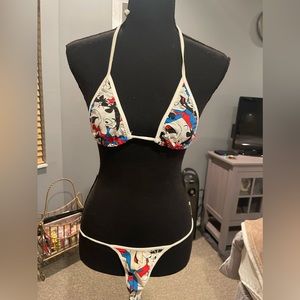 Two pieces mini bikini with cartoon